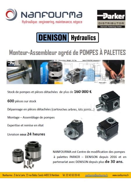 Pompes à palettes Parker : Monteur-assembleur agréé Parker Denison